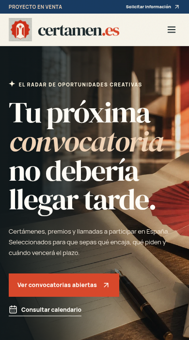 Captura móvil de
certamen.es