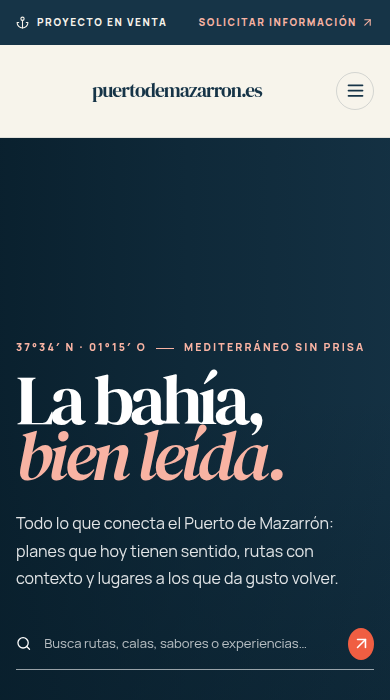 Captura móvil de
puertodemazarron.es