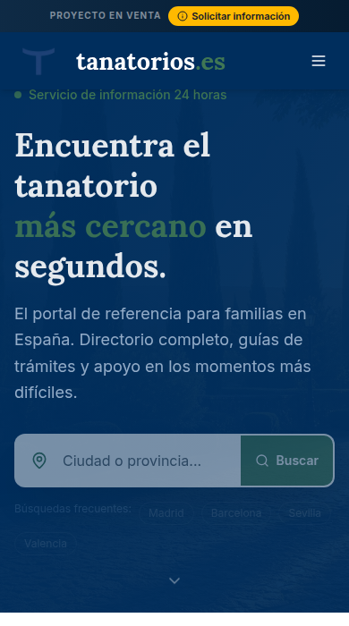 Captura móvil de
tanatorios.es